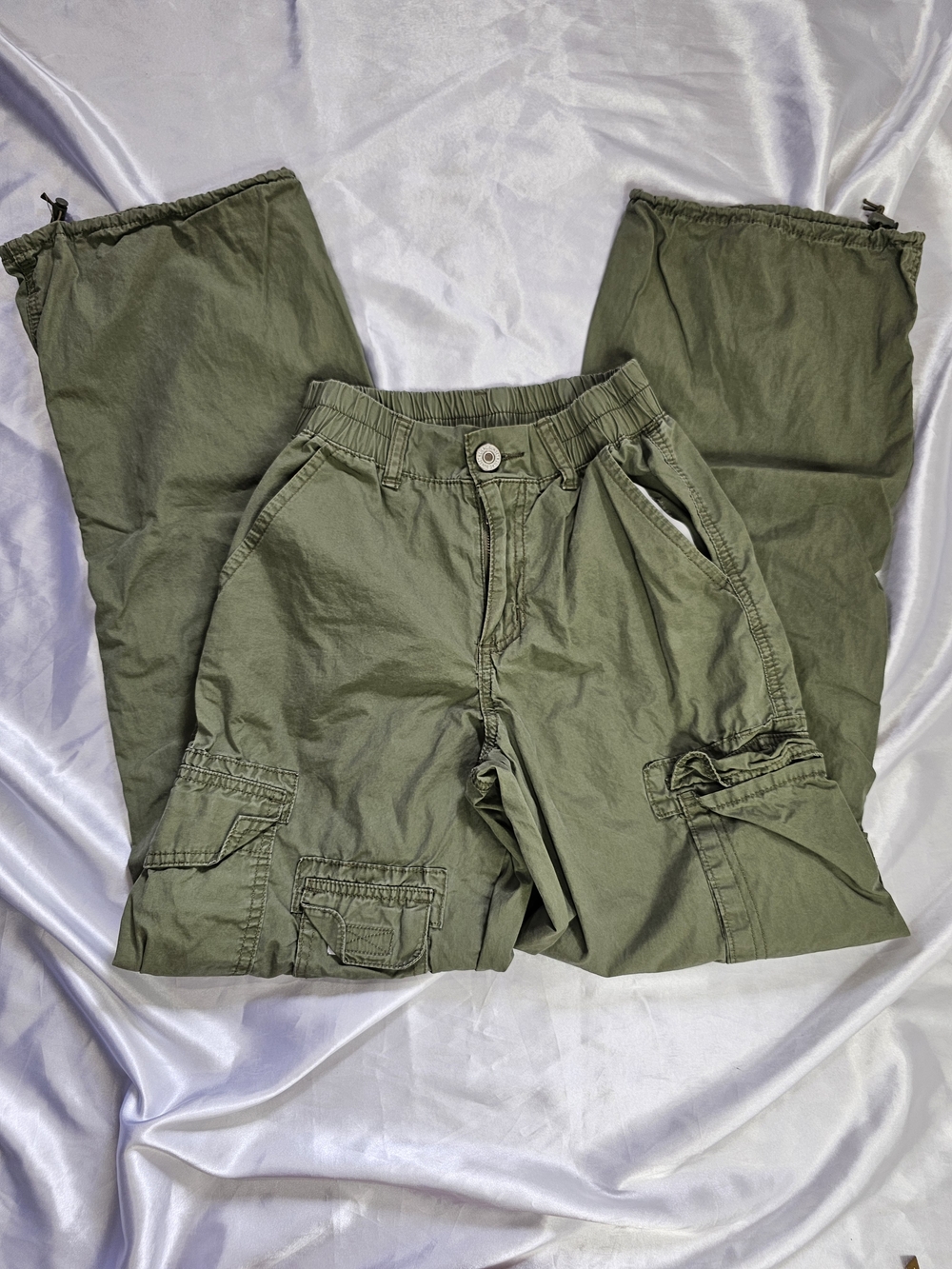 Y2K Olive Cargo Utility Pants - Picture 1 of 8